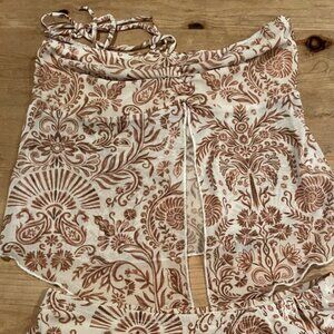NWOT See You Monday LA Mini Skirt & Halter Top paisley Sheer Summer Swim Beach L